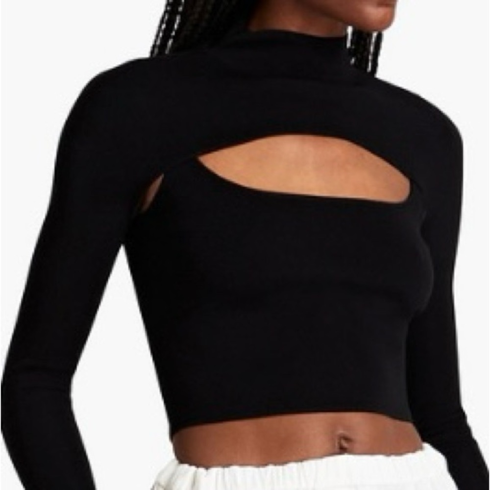 DION LEE Black Cut-Out Long Sleeve Top
